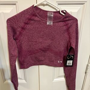 LF Maroon Heathered Long Sleeve Top